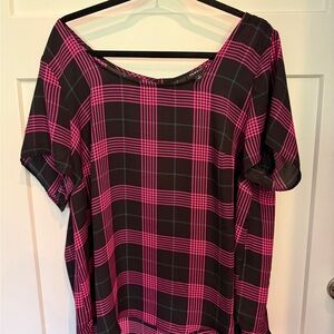 Torrid Black and Pink Plaid Blouse